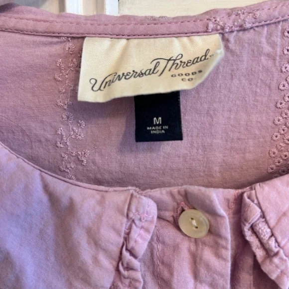 Universal Thread Dusty Lavender Ruffle-Trim Button Top - Picture 2 of 3